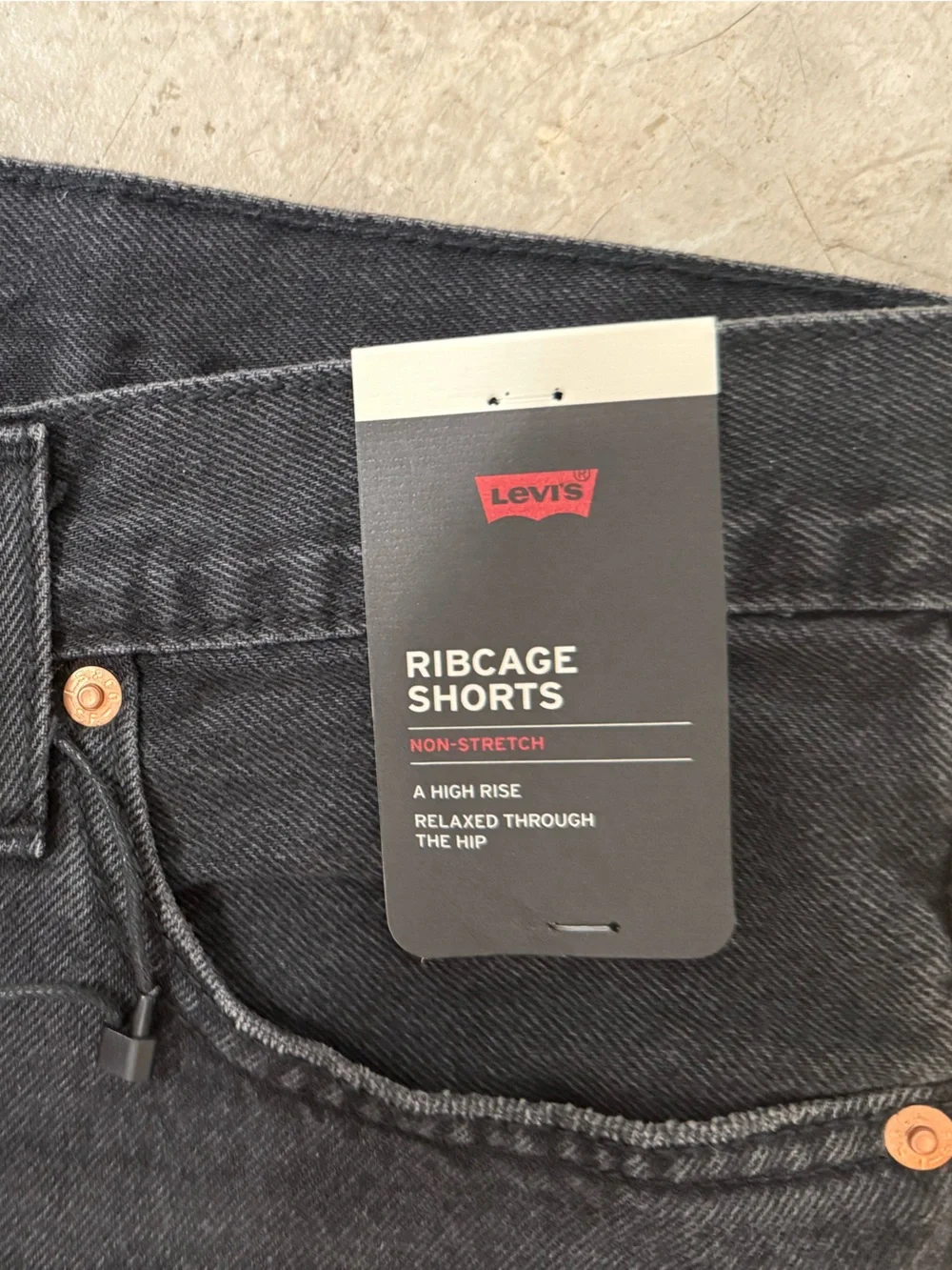 Levi's Black Frayed Hem Denim Shorts